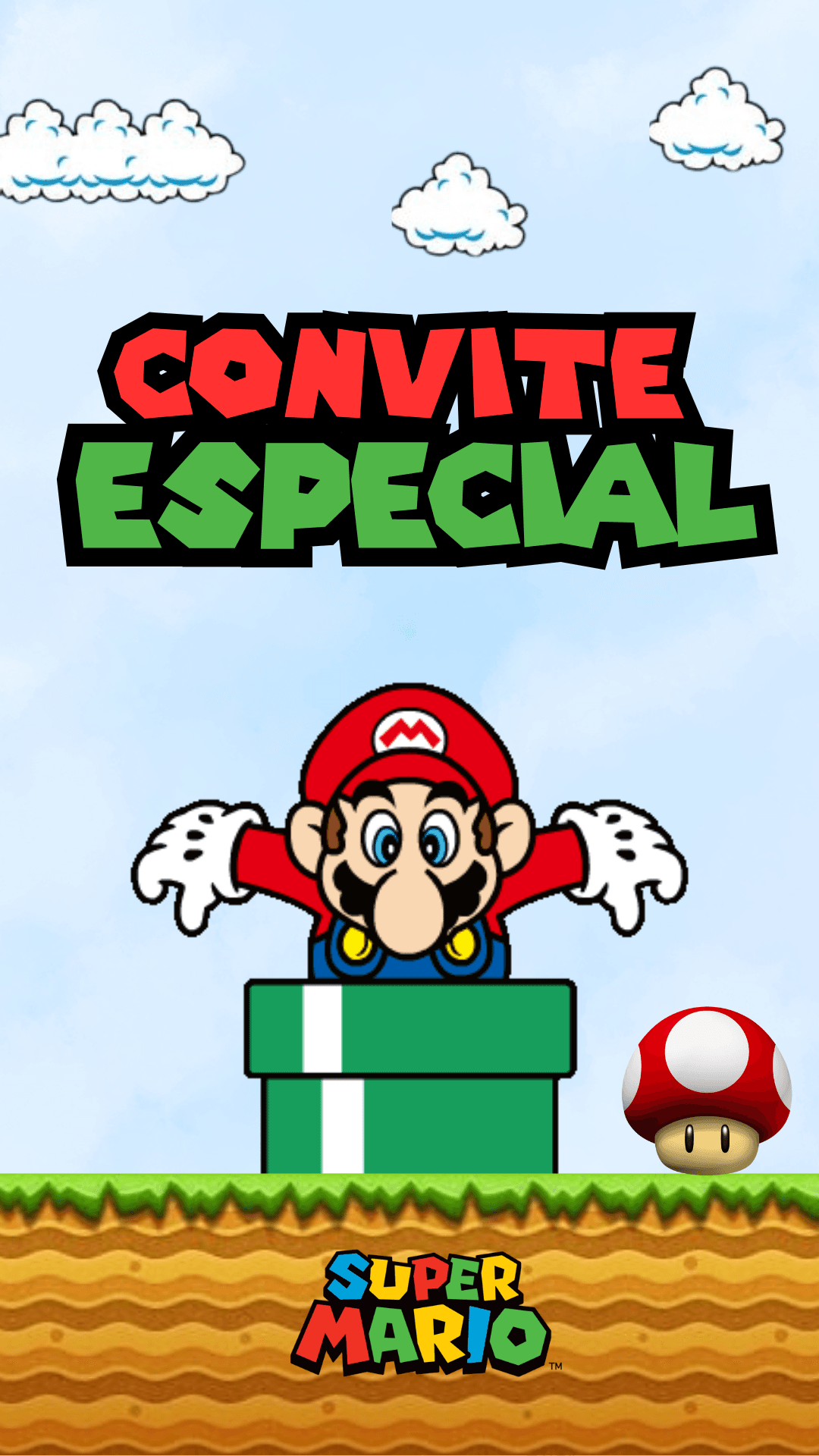 Convite Super Mario